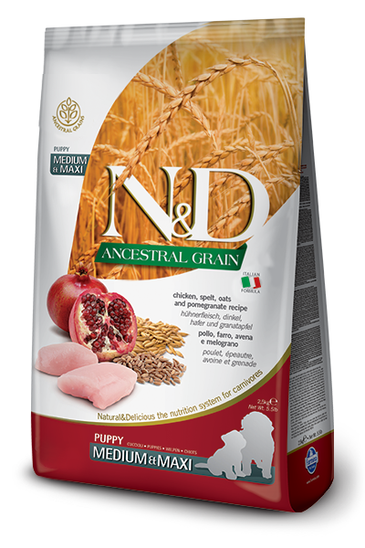Farmina n&d poulet et grenade avec grains nourriture pour chiots medium maxi