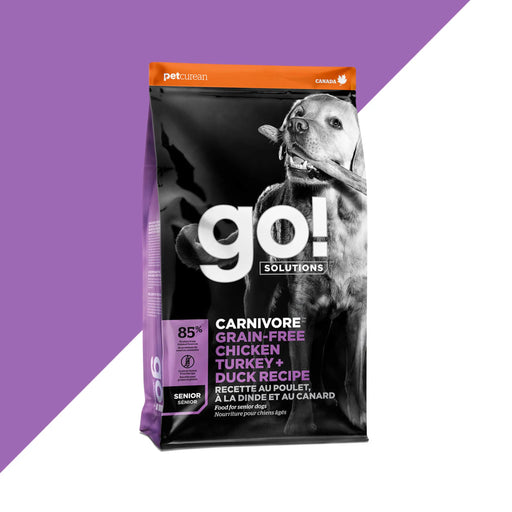 GO petcurean chien senior carnivore sans grains poulet dinde et canard (produit du Canada)