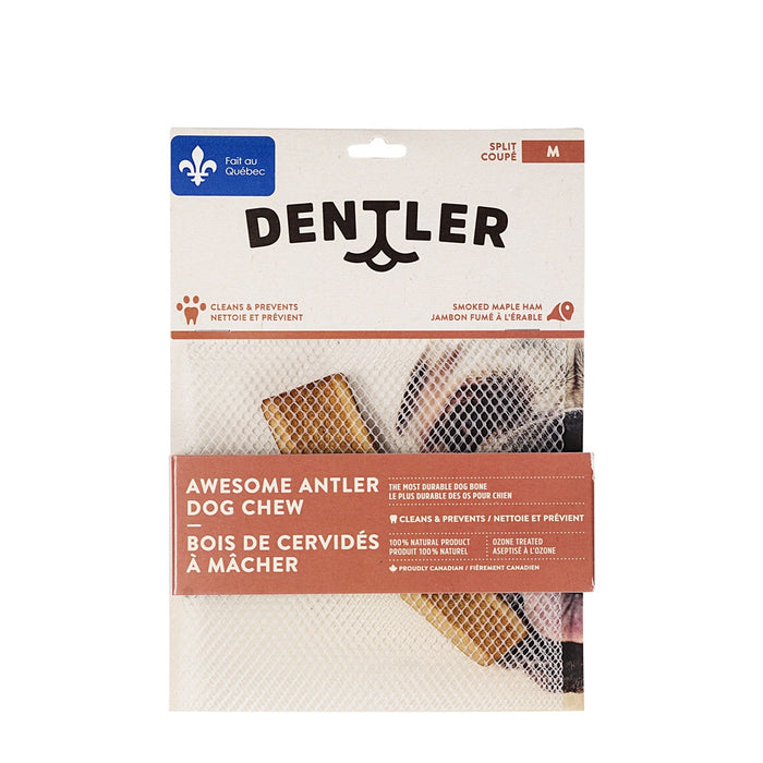 Jawgler Bois de cervidés coupés à mâcher, jambon fumé à l'érable - OS DENTAIRE - Dentler - Jawgler Bois de cervidés coupés à mâcher, jambon fumé à l'érable