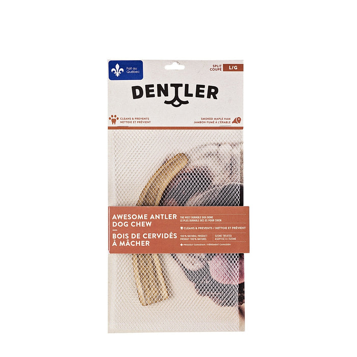 Jawgler Bois de cervidés coupés à mâcher, jambon fumé à l'érable - OS DENTAIRE - Dentler - Jawgler Bois de cervidés coupés à mâcher, jambon fumé à l'érable