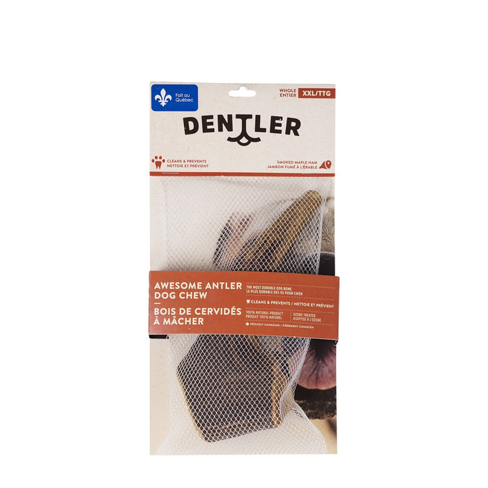 Jawgler Bois de cervidés entiers à mâcher, jambon fumé à l'érable - OS DENTAIRE - Dentler - Jawgler Bois de cervidés entiers à mâcher, jambon fumé à l'érable