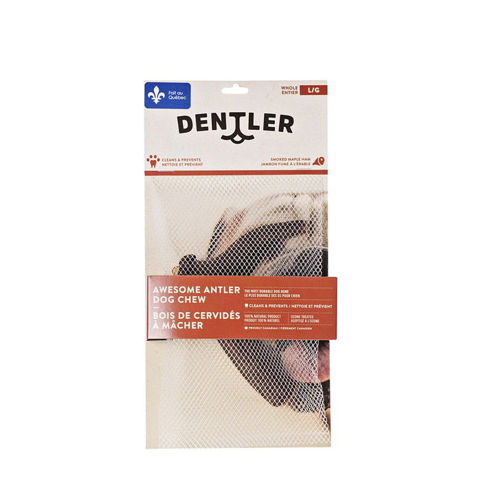 Jawgler Bois de cervidés entiers à mâcher, jambon fumé à l'érable - OS DENTAIRE - Dentler - Jawgler Bois de cervidés entiers à mâcher, jambon fumé à l'érable