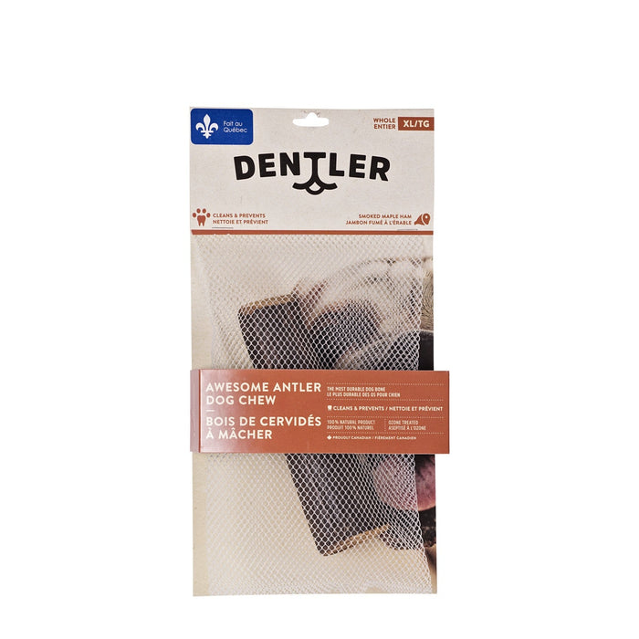 Jawgler Bois de cervidés entiers à mâcher, jambon fumé à l'érable - OS DENTAIRE - Dentler - Jawgler Bois de cervidés entiers à mâcher, jambon fumé à l'érable
