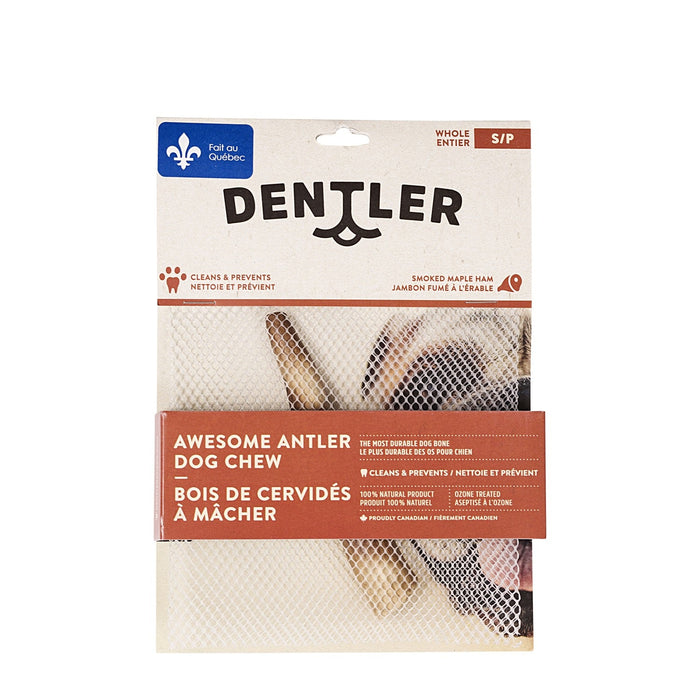 Jawgler Bois de cervidés entiers à mâcher, jambon fumé à l'érable - OS DENTAIRE - Dentler - Jawgler Bois de cervidés entiers à mâcher, jambon fumé à l'érable