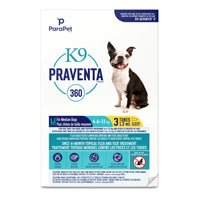 K9 Praventa 360 traitement contre les puces et les tiques pour chiens de taille moyenne 4,6 kg à 11kg - Puces et Tiques - PARAPET - K9 Praventa 360 traitement contre les puces et les tiques pour chiens de taille moyenne 4,6 kg à 11kg