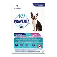 K9 Praventa 360 traitement contre les puces et les tiques pour chiens de taille moyenne 4,6 kg à 11kg - Puces et Tiques - PARAPET - K9 Praventa 360 traitement contre les puces et les tiques pour chiens de taille moyenne 4,6 kg à 11kg