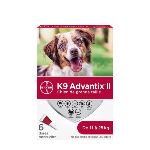 Advantix II - Protection puces+tiques+moustiques 11KG-25KG