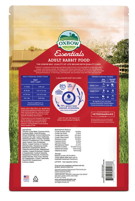 Oxbow essentials nourriture pour lapin adulte - Rongeur nourriture - OXBOW - #original_value#