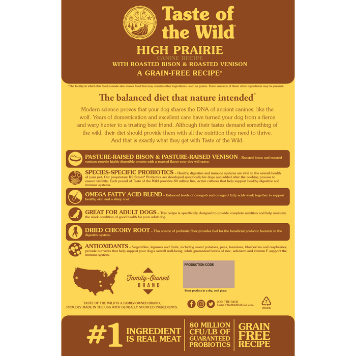 Taste of the Wild avec bison rôti et gibier nourriture pour chiens 12. 7 kg - Chien Nourriture sèche - Taste Of The Wild - Taste of the Wild avec bison rôti et gibier nourriture pour chiens 12. 7 kg