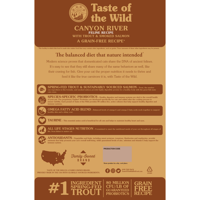 Taste of the wild canyon river nourriture pour chat 6.35 kg - CHAT NOURRITURE SÈCHE - Taste of the Wild - Taste of the wild canyon river nourriture pour chat 6.35 kg