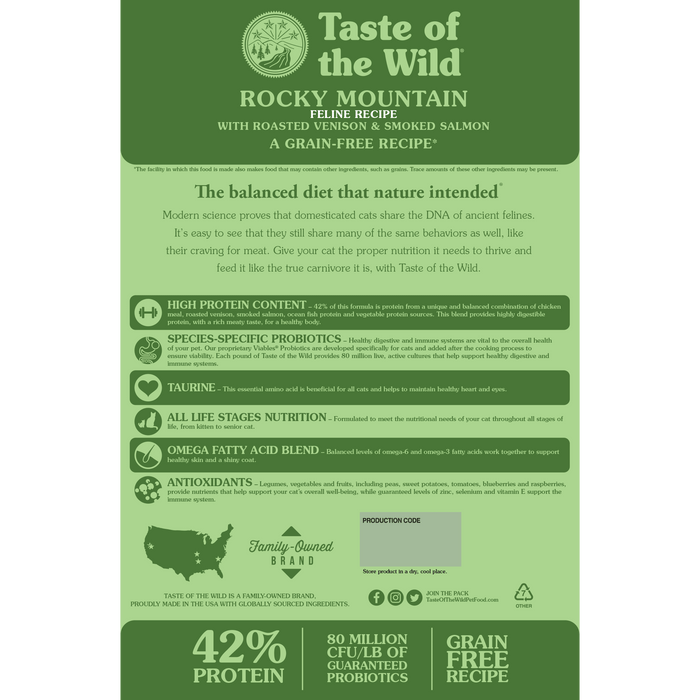 Taste of the wild rocky mountain nourriture pour chats 6.35 kg - CHAT NOURRITURE SÈCHE - Taste of the Wild - Taste of the wild rocky mountain nourriture pour chats 6.35 kg