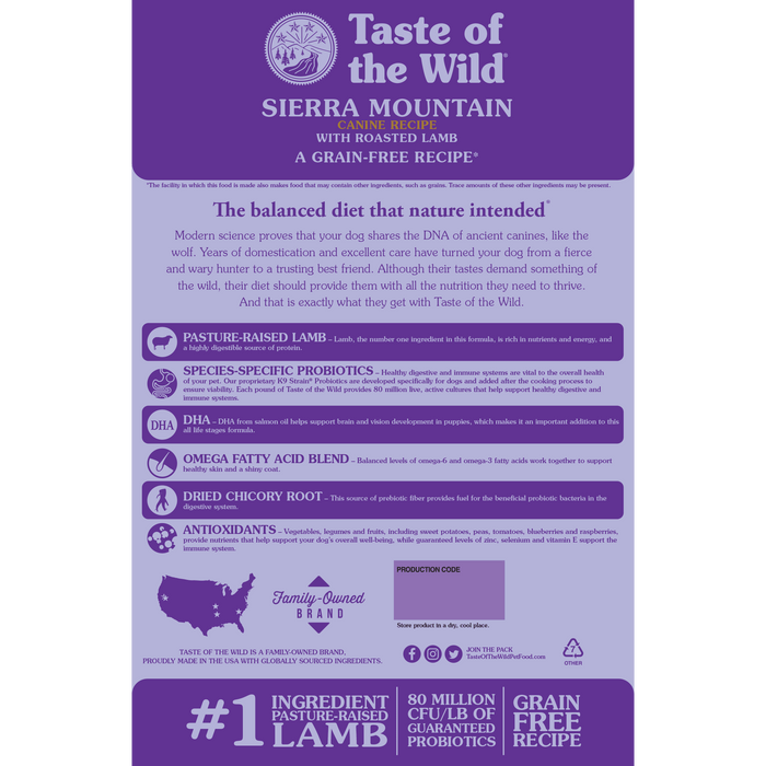 Taste of the wild sierra montain agneau nourriture pour chien - Chien Nourriture sèche - Taste of the Wild - Taste of the wild sierra montain agneau nourriture pour chien