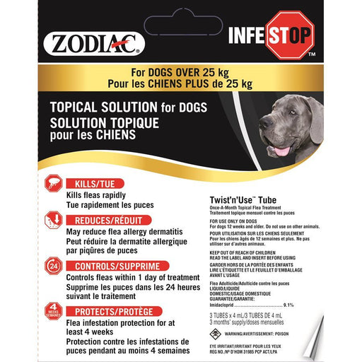 Zodiac Infestop solution topique puces pour chiens 25 kg et plus - Puces et Tiques - Zodiac - Zodiac Infestop solution topique puces pour chiens 25 kg et plus